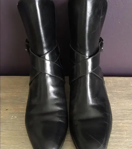 Salvatore Ferragamo Women’s Black Leather Ankle Moto Boots size 5.5