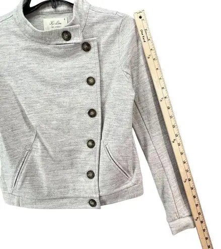 Hi Line Jacket Womens XS Gray Wool Blend Asymmetrical Button Utility Moto Cozy