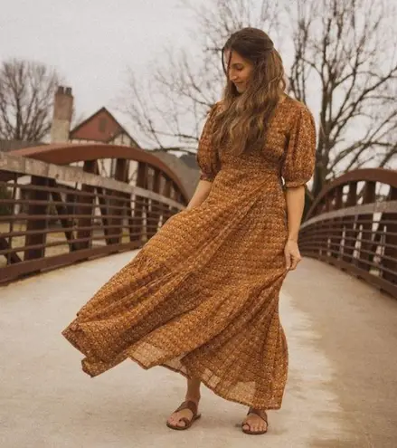 Daughters of India Zuri Wrap Dress in Autumn NEW Brown Size XS