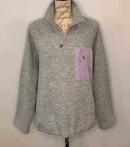 Monki Foo funnel neck fleece quarter zip relaxed loose fit pullover M