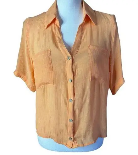 BCX Juniors' Button-Front Short-Sleeve Boxy Camp Shirt