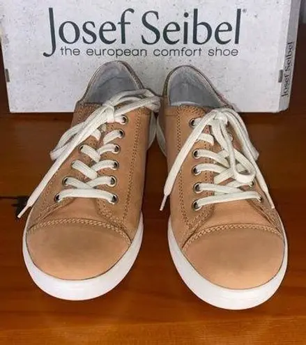 Josef Seibel Womens Leather Low Profile Comfort Sneakers Sina 11 Size 6 EU 37 Tan