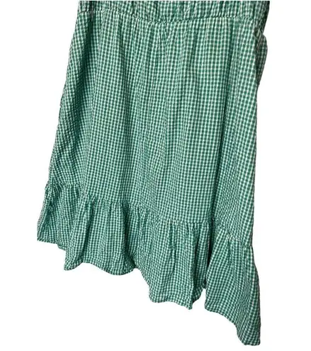 Draper James  RSVP Dress Womens XL Gingham Surplice Bubble Sleeve Peplum Green