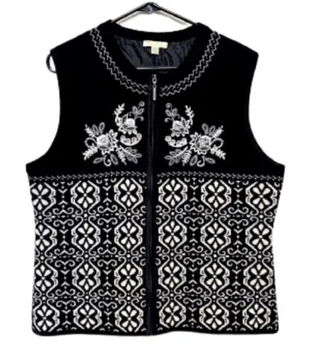 Vintage Anne Carson Wool Embroidered Womens Zip Up Vest
Size: XL White