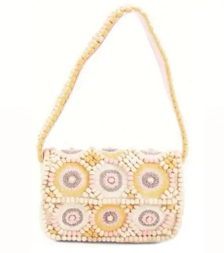 Handcrafted in India Colorful Pink Pastel Wooden Beaded Shoulder Bag Purse