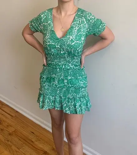 Olivaceous Green Print Smocked Dress 25 54 Off Retail From Anna