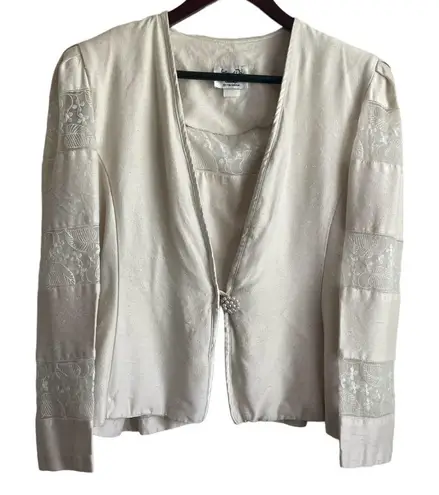 Vintage Jeffrey & Dara Women Jacket 10 Lace Inlet Retro Glam Dainty Romantic