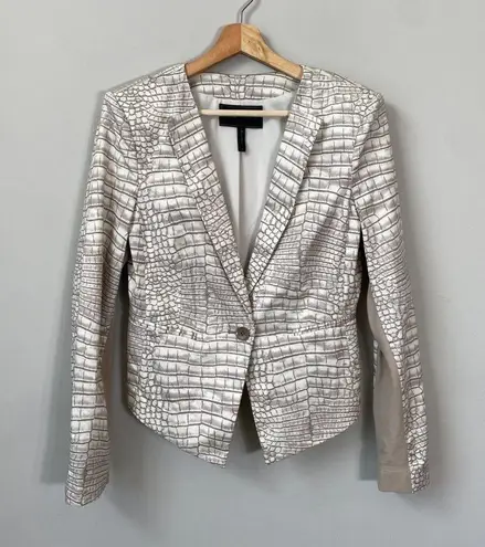 BCBGMAXAZRIA  Women's Medium Long Sleeve Snakeskin Jordyn Blazer Jacket Ivory