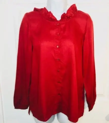 Modcloth  Ruffle Collar Blouse The Frill Of It Top Red S