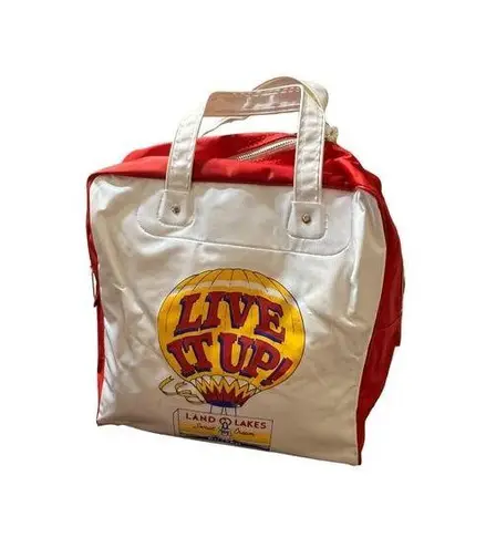 Land O Lakes Butter Tote Bag Live It Up Northwest Orient 747 Zipper Closure Red