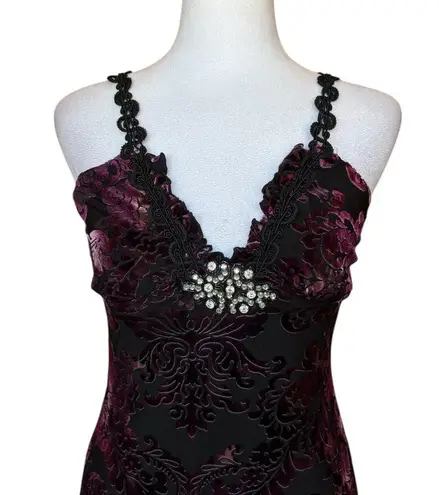 Heart Moon Star Vintage 90s Crushed Velvet Dress Whimsygoth Witchy Womens Small Purple