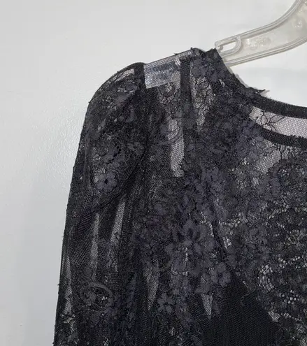 Revolve GRLFRND  $298  Black Reece Lace Mini Long Sleeve Dress XS