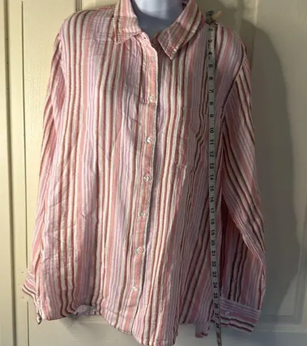 Caslon (r) Stripe Gauze Shirt Ivory Cloud- Pink