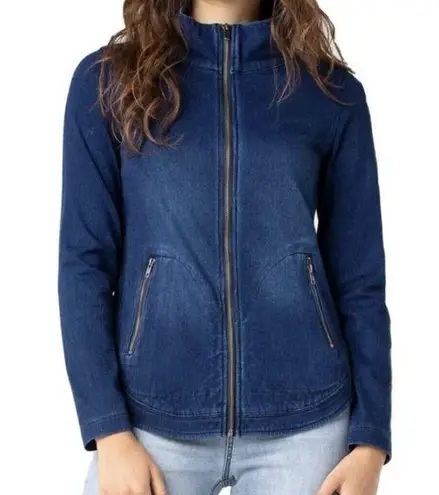 Liverpool Jeans Company Curved Hem Denim Zip Up Jacket Size Medium
