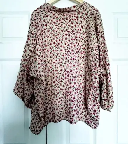 Jen's Pirate Booty x FREE PEOPLE | Beige Pink Floral Kimono Wrap Boho | Small