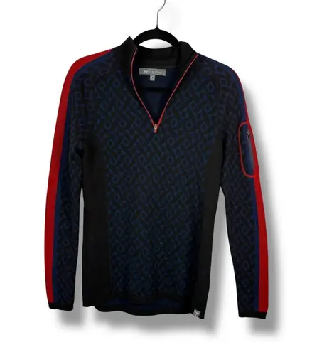 Title Nine Merino Wool Quarter Zip Pullover Top Diamond Pattern - XS