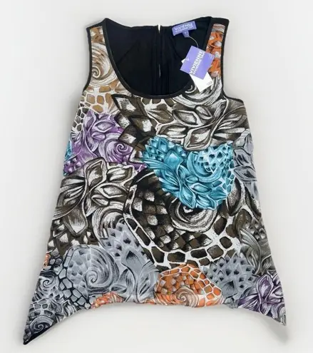 Vivienne Tam NWT Womens Size M Multi Abstract Asymmetrical Sleeveless Blouse