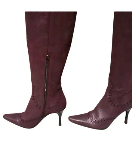 Donald Pliner Couture Wine Metallic Leather Boot Shoe New Over The Knee $695 NWT