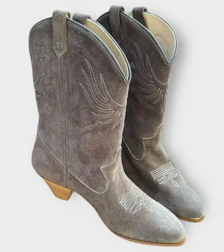 Dingo Grey Suede Cowboy Boots