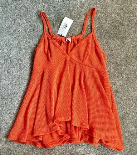 Ces Femme Daisy Woven Cami in Coral Size Large NWT Orange