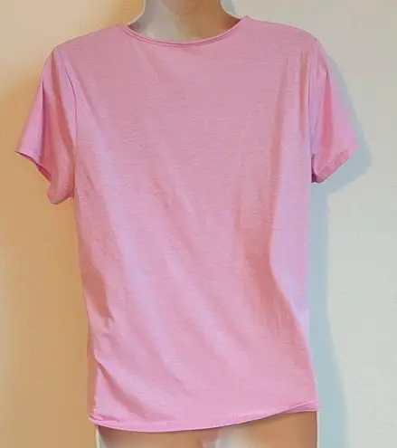 Ideology Tie Front Short Cap Sleeve Solid Pink T Shirt Crew Neck Small Pullover