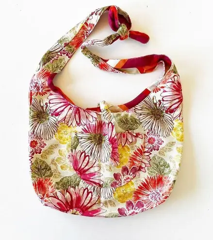 Handmade Reversible Floral And Chevron Sling Bag Hobo Tote