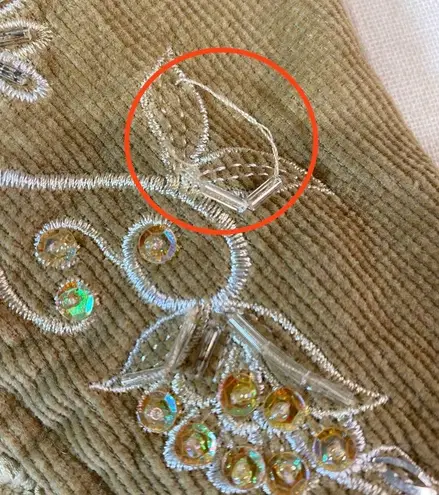 Misha Y2K Vintage Tan Corduroy Floral Embroidered Sequin Blazer Jacket Size XL