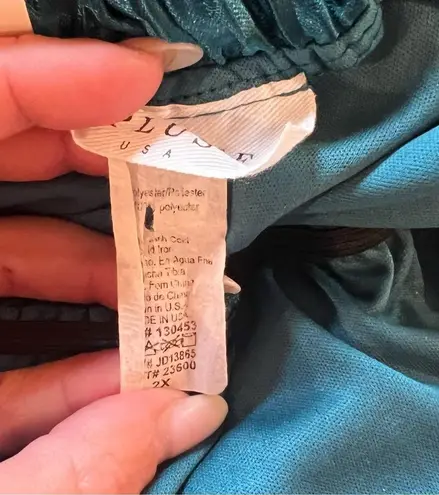 Janette Plus Teal Scrunch Texture Layered Midi Dress Size 2X