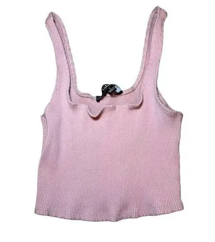 Lulu’s Pink Ribbed Crop Tank Top Sz S