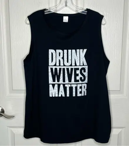 No Brand Sz 2XL Drunk Wives Matter Black Tank Top Funny Graphics