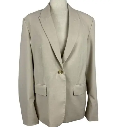 Oak + Fort Oatmeal Oversized Single Breasted One Button Blazer Flap Pocket SZ M