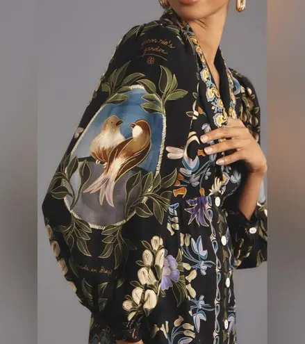 Farm Rio Black Winter Garden Mini Dress Long Sleeves, Size Medium, $248