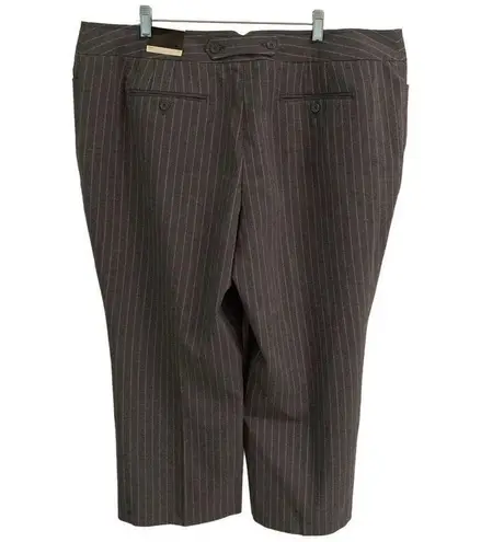 Lane Bryant  pinstripe cropped wide leg trousers womens 22 gray clasp closure New