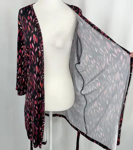 5 TWO 3 New Robe Cardigan Lightweight Knit Kimono Jacket Black Pink