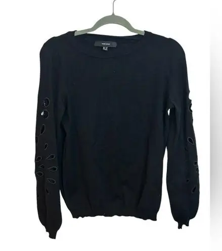 VERO MODA Black Eyelet Sleeve Crewneck Sweater