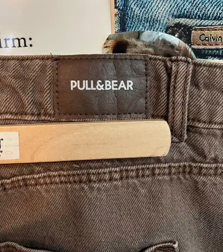 Pull & Bear  Dad Straight Leg Jeans In Brown