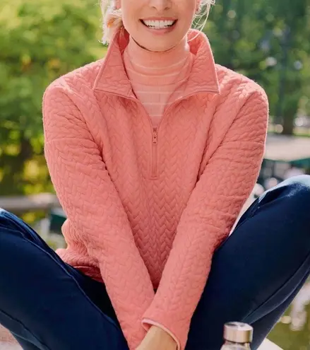 Talbots T by  Size P US XS Quilted Jacquard 1/4 Zip Mock Neck Pullover Shirt thumbnail 1