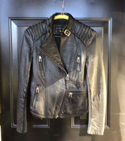 Bernardo Lambskin Leather Jacket Black Petite XSP
