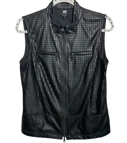 W By Worth Faux Leather Zip black Vest