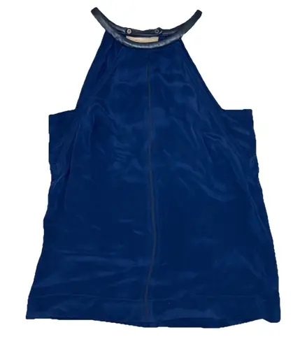 Yigal Azrouel Women’s 4 Top Silk Lambs Leather Navy Blue Open Back Halter