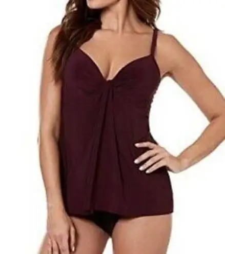 MiracleSuit  Women's Shiraz Rock Solid Marina Tankini Top w/ Underwire Bra sz 10