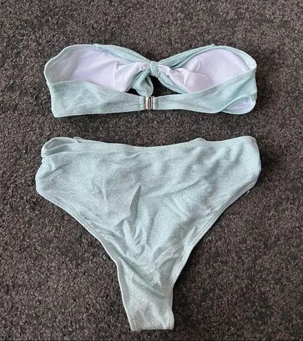 Boutique icy green bow tie high waist swimsuits