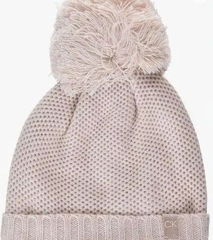 Calvin Klein BLUSH  LINED KNIT BEANIE WITH LARGE POM O/S