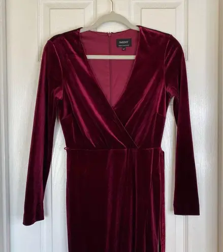 Bardot Morgan Burgundy Velvet Dress Size 4 Midi Holiday Christmas Party Winter