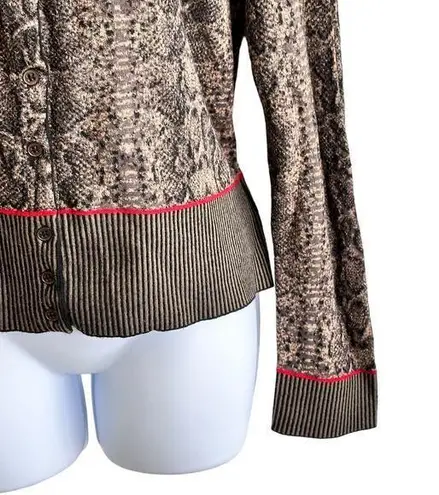 Anthropologie AldoMartins 12 Cardigan Sweater Wool Blend Snakeskin print Brown