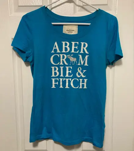 Abercrombie & Fitch  Vintage Y2K Turquoise Graphic Short Sleeve Shirt - Image 1