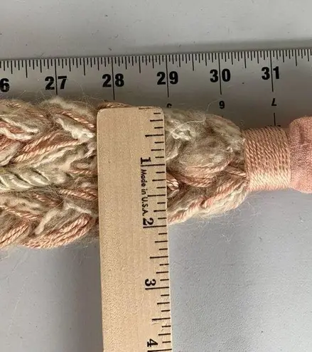 Vintage Statement Braided Waist Belt Womens Ivory Pink Tie Fabric 80s 90s Boho