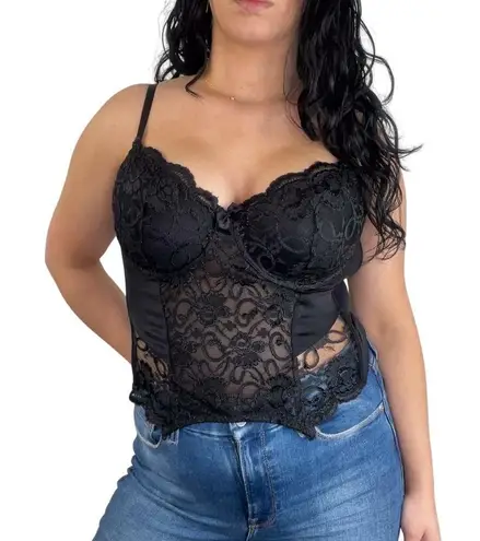 La Bellezza 1990s Vintage Black Lace Sexy Corset 36D Size undefined