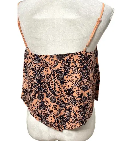 Eyelash Camisole Top Geometric Print Scoop Neck Spaghetti Straps Multicolor W XS