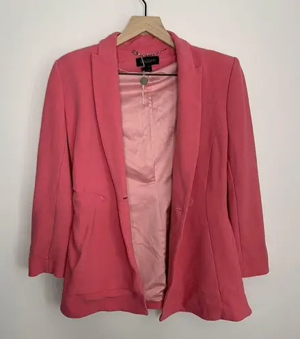 Saloni Maxima Double Breasted Belted Crepe Blazer Size 0 Pink Womens